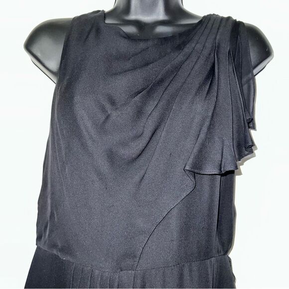 BCBG Maxazria 100% Silk Black Ruffle Side Draped Sleeveless Cocktail Dress 6 - Picture 1 of 13